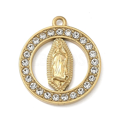 304 Stainless Steel & Rhinestone Pendants STAS-G371-09C-01G-1