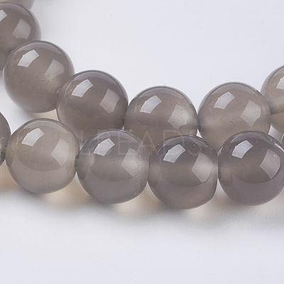 Natural Grey Agate Beads Strands G-G583-8mm-08-1