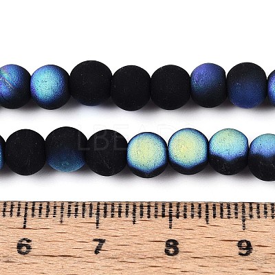 Frosted Opaque Glass Beads Strands GLAA-T032-P6mm-MBB01-1