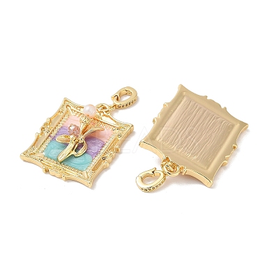 Brass Random Color Glass Pendants KK-Q030-05A-G-1