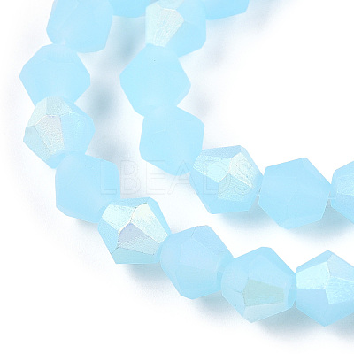 Imitation Jade Bicone Frosted Glass Bead Strands X-EGLA-A039-J6mm-MB03-1