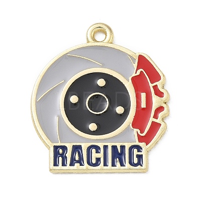Racing Car Theme Alloy Enamel Pendants AL-CBA4666-03O-1