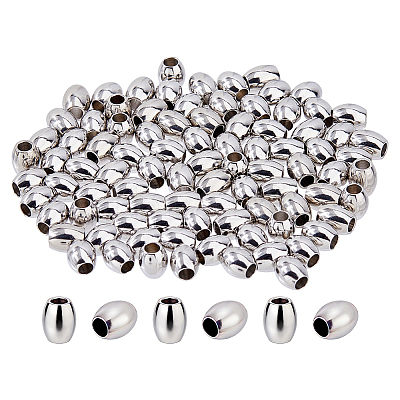 100Pcs Barrel 202 Stainless Steel Spacer Beads STAS-DC0017-45-1