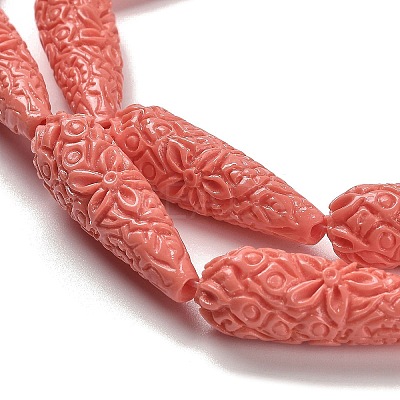 Synthetic Coral Carved Beads Strands CORA-C003-09A-03-1