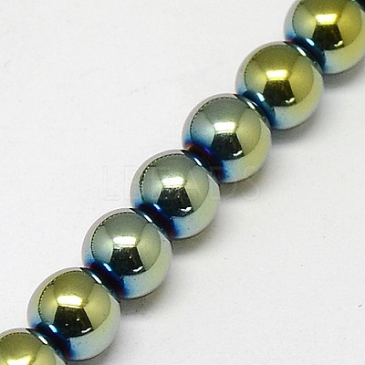 Electroplate Non-magnetic Synthetic Hematite Beads Strands G-J169A-8mm-06-1