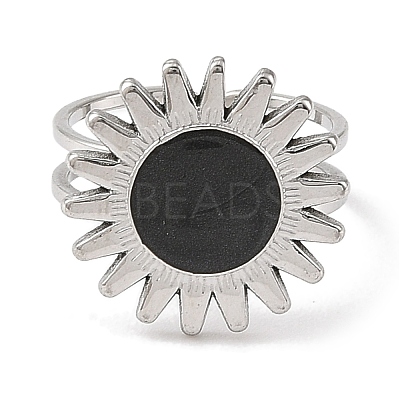 304 Stainless Steel Enamel Open Cuff Rings for Women RJEW-F166-42P-01-1