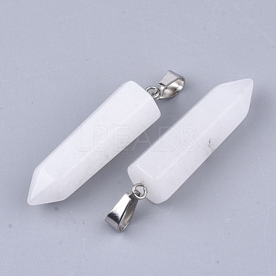 Natural White Jade Point Pendants G-R220-34R-1