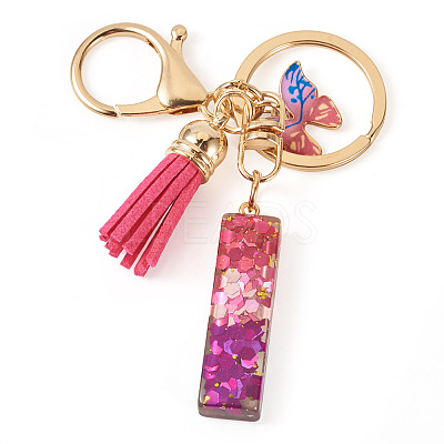 Alloy Resin Butterfly Keychains KEYC-TADJ0002-02G-I-1