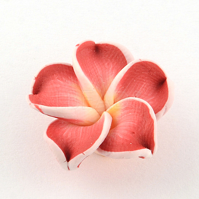 Handmade Polymer Clay 3D Flower Plumeria Beads CLAY-Q192-15mm-08-1