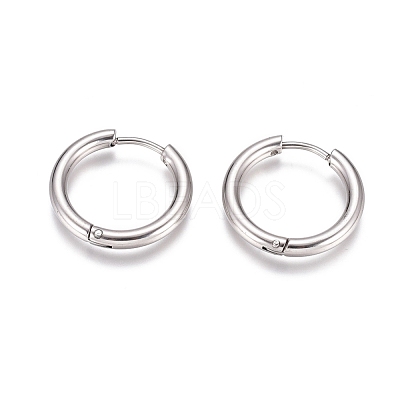 Tarnish Resistant 304 Stainless Steel Huggie Hoop Earrings EJEW-G272-01-14mm-P-1