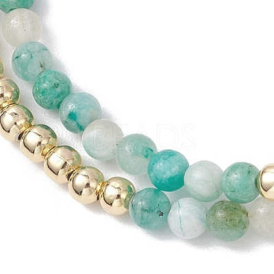 3Pcs Natural Rhodonite & Chrysocolla & Lapis Lazuli & Dyed Hemimorphite Round Beadeds Double-layered Bracelets for Women BJEW-JB12095-1