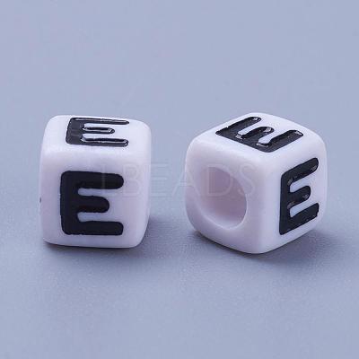 Acrylic Horizontal Hole Letter Beads PL37C9129-E-1