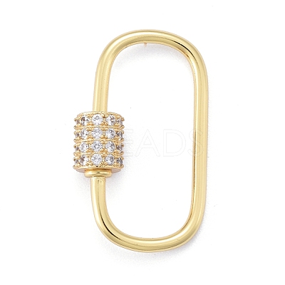 Brass Micro Pave Clear Cubic Zirconia Screw Carabiner Lock Charms ZIRC-E164-11G-1
