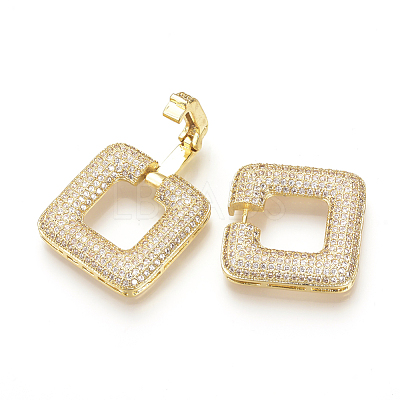 Brass Micro Pave Cubic Zirconia Fold Over Clasps ZIRC-S058-01G-1