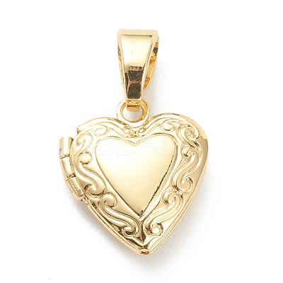 Brass Locket Pendants KK-P199-15G-1