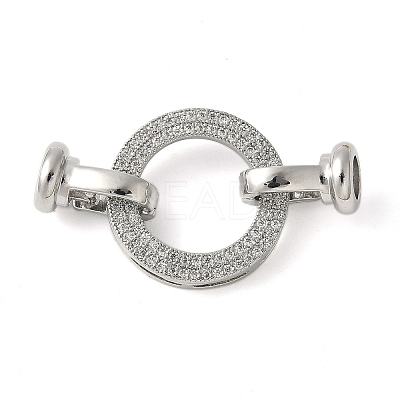 Brass Pave Clear Cubic Zirconia Fold Over Clasps KK-M320-24P-1