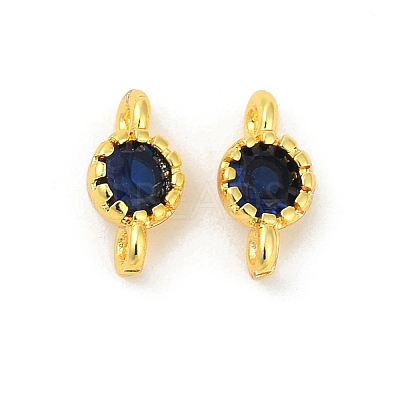 Brass Cubic Zirconia Flat Round Connector Charms KK-H204-02G-03-1