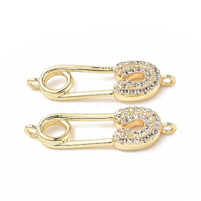 Eco-Friendly Rack Plating Brass Micro Pave Clear Cubic Zirconia Connector Charms KK-F845-05G-1