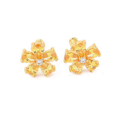 Rack Plating Brass Micro Pave Cubic Zirconia Stud Earrings EJEW-I304-07G-08-1