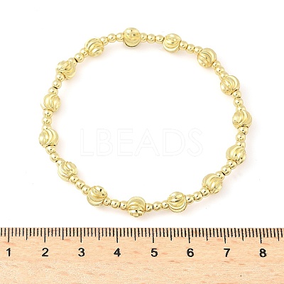 Brass Round Beaded Stretch Bracelets for Women Men LS-BJEW-Z129-01G-1