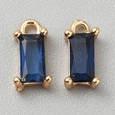 Golden Plated Brass Cubic Zirconia Charms ZIRC-WH0015-01G-04-1