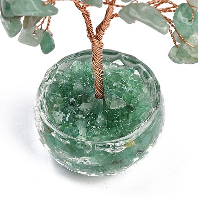 Natural Green Aventurine Chips Tree of Life Decorations DJEW-B013-01A-1