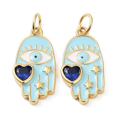 Rack Plating Brass Enamel with Glass Pendants LS-KK-B076-11G-1