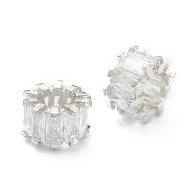 Brass Clear Cubic Zirconia European Beads ZIRC-NB010-38P-1