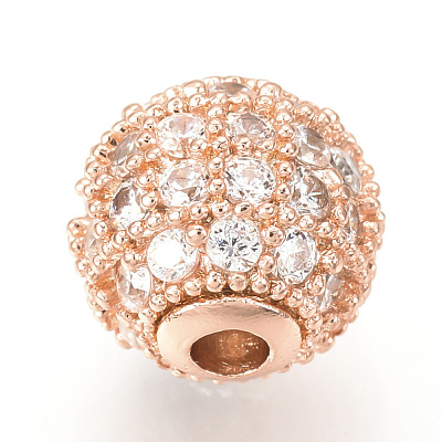 Brass Micro Pave Cubic Zirconia Beads ZIRC-Q013-10mm-142RG-1