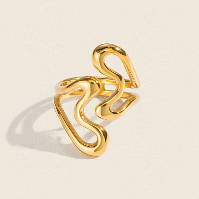Irregular 304 Stainless Steel Cuff Open Rings for Women LD5997-1