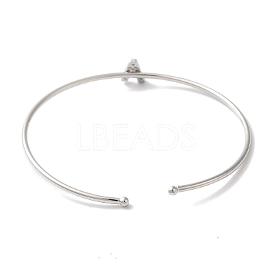 Rack Plating Brass Micro Pave Clear Cubic Zirconia Letter Open Cuff Bangles BJEW-A018-01P-A-1