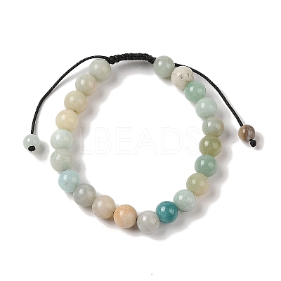 8mm Round Natural Flower Amazonite Braided Bead Bracelets BJEW-C067-01B-23-1