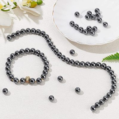 Non-magnetic Synthetic Hematite Beads Strands G-OC0001-65-10mm-1
