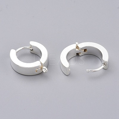 201 Stainless Steel Huggie Hoop Earrings Findings STAS-A167-01B-S-1