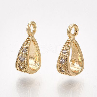 Brass Cubic Zirconia Tube Bails X-KK-S350-380G-1