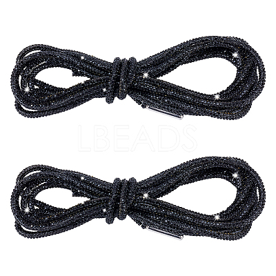 Rubber Rhinestone Shoelaces AJEW-WH0752-498E-1