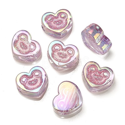 UV Plating Rainbow Iridescent Acrylic Beads OACR-G012-11A-1