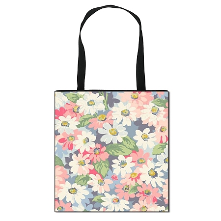 Daisy Flower Printed Polyester Shoulder Bag PW-WG89199-07-1