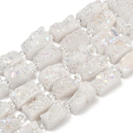 Electroplated Natural Druzy Agate Beads Strands G-R012-A02-02-1
