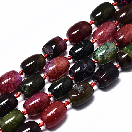 Natural Multi-Color Agate Beads Strands G-S370-055A-01-1
