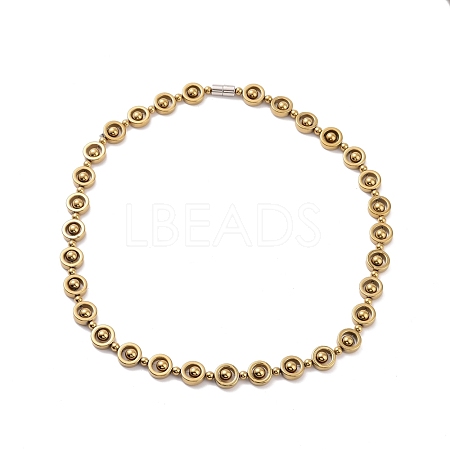 Synthetic Hematite & Brass Column Beaded Necklace with Magnetic Clasps NJEW-G047-01C-1