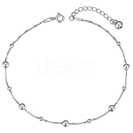 925 Sterling Silver Satellite Chain Anklet JA193A-1