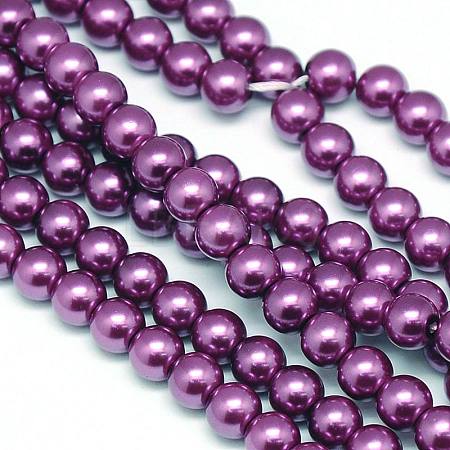 Eco-Friendly  Dyed Glass Pearl Round Beads Strands HY-A002-8mm-RB029-1