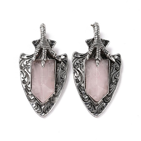 Natural Rose Quartz Faceted Big Pendants G-L524-03AS-08-1