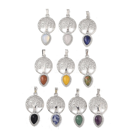 Natural & Synthetic Mixed Gemstone Pendants G-A226-01P-1