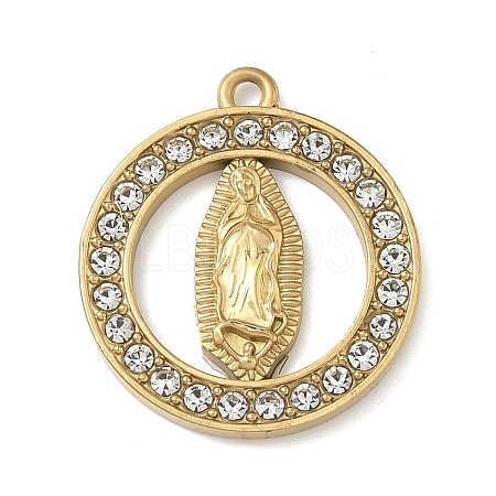 304 Stainless Steel & Rhinestone Pendants STAS-G371-09C-01G-1