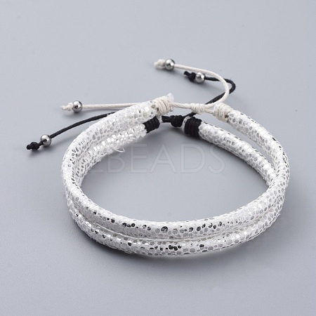 (Jewelry Parties Factory Sale)PU Leather Cords Braided Bead Bracelets BJEW-JB04923-1