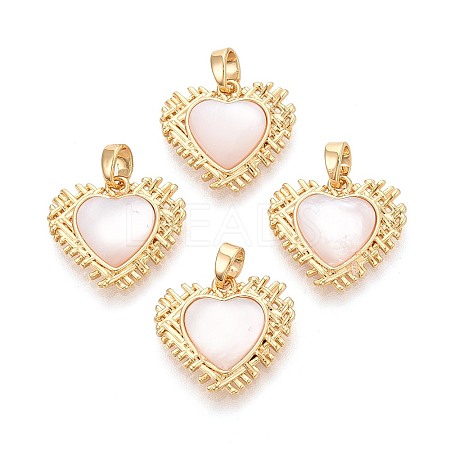 Natural White Shell Pendants KK-N287-01G-1