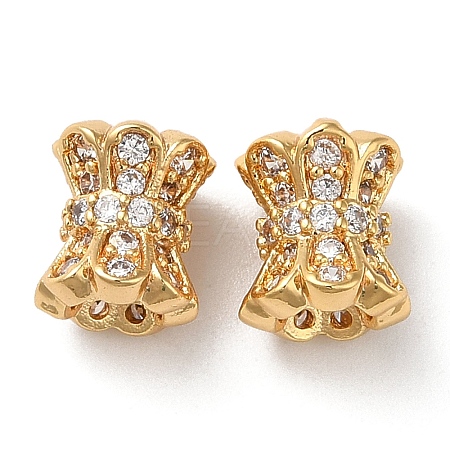 Brass Micro Pave Cubic Zirconia Beads KK-P239-34G-1