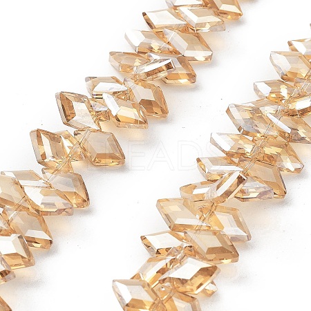 Electroplate Rhombus Glass Beads Strands EGLA-A036-12A-PL02-1